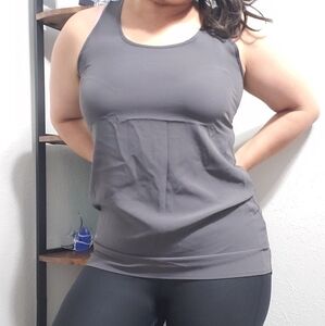 FRENCHI Racerback Sleeveless Tank Top, Color Grey Sheer, Size M